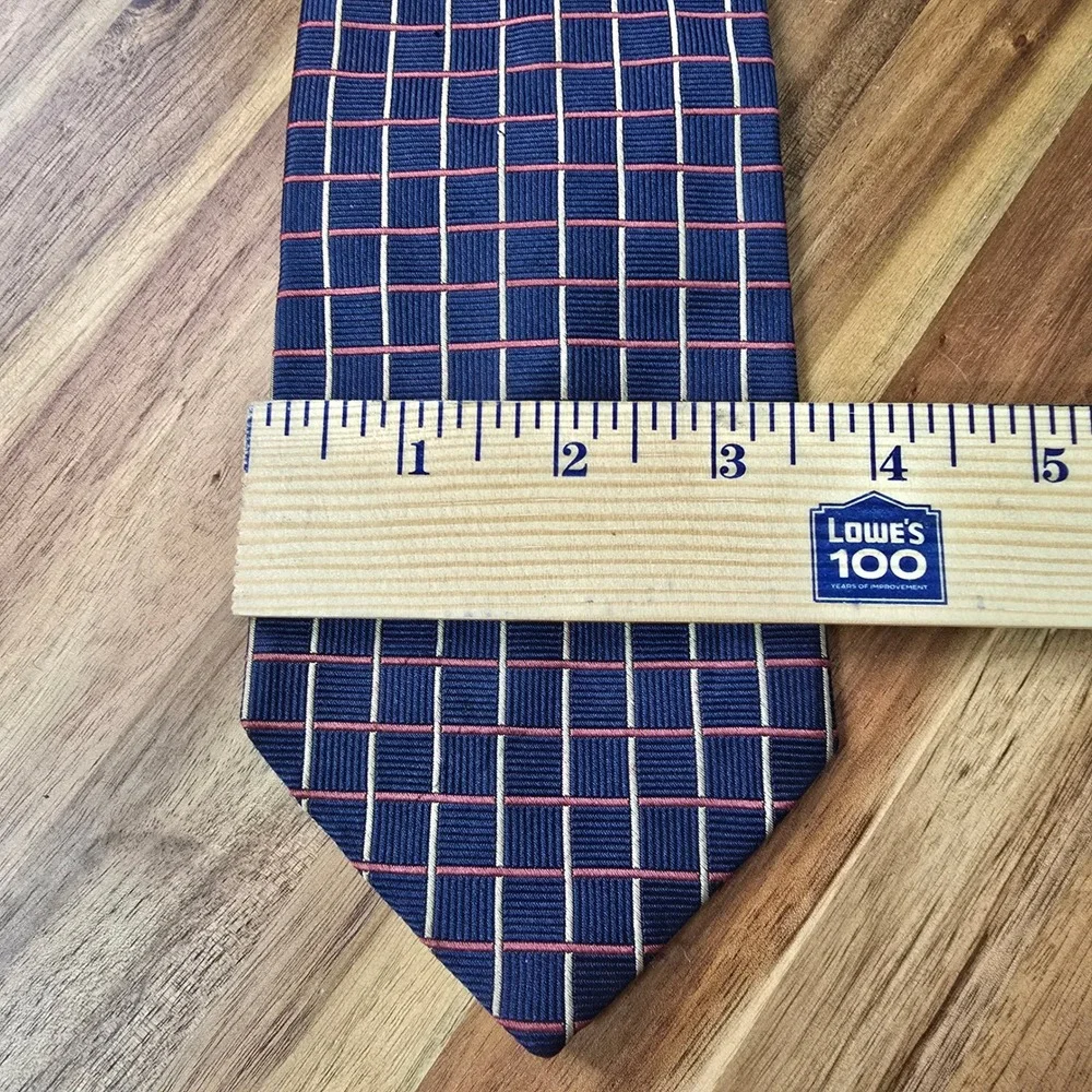 Brooks Brothers Makers Neck‎ Tie Mens Blue Gold Repp Silk Grid Geometric Preppy